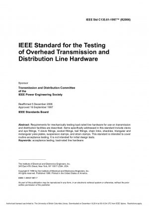 架空送電線および配電線のハードウェアテストに関する IEEE 規格